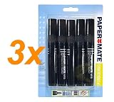 15 Stk. Papermate Permanent Marker M15 schwarz / Textmarker mit Reflow-System 3 x 5 Stck.