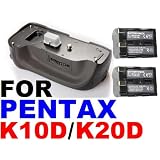 NEEWER®BatteryGripForPentaxK10DK20DDigitalSLRCameras+2XD-LI50Batteries