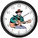 Country Western Singer Playing Guitar 1 Musician Wall Clock by WatchBuddy Timepieces (Black Frame)