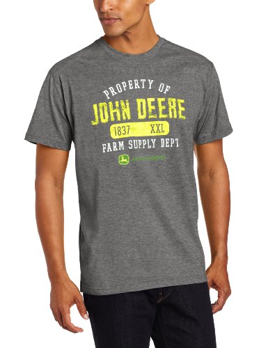 John Deere Men's Property Off Logo Core Short Sleeve Tee, Charcoal, Medium