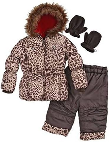 Rothchild Infant Girls Brown Leopard Outerwear Set Snow Pants &amp; Coat Snowsuit