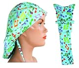 COLORFUL SURGICAL LONG HAIR CAP WITH MATCHING STETHOSCOPE COVER MUSIC IN THE AIR