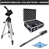 Pro Aluminum Hard Carrying Case + 67 Inch Monopod + Full Size Aluminum Trip ....