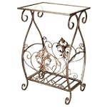 CBK Ltd Casa Cristina Collection Iron Side Table with Magazine Rack, 25-Inch H