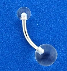 Clear UV Belly Ring - 14 Gauge - 5mm & 8mm Balls - Sold Individually