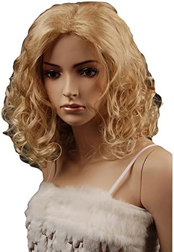 Troadzwig Blonde Short Curly Pear-head Middle Part Hair Natural Realistic Fashion Full Wigs for Women Kanekalon Fiber Synthetic