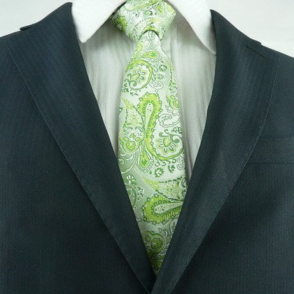 Landisun Exclusive 76H Light Green Paisleys Skinny Mens Silk Neck Tie(2inch)