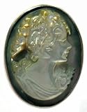 Master Carved Mother of Pearl Sterling Silver Cameo Pin Pendant