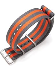 MiLTAT 22mm G10 NATO military watch strap ballistic nylon Extra Thick - Grey & Orange