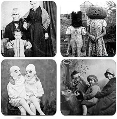Creepy Vintage Photos - Haloween Old Pictures - Set of 4 Coasters 1/4 inch thick Very
