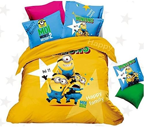 Happy family Minion bed bedding sets king queen size cartoon for kids bedspreads duvet cover sheets fashion quilt linen cotton