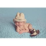 Photography Prop Baby Infant Lovely Cowboy Crochet Knitted Costume Cap Shoes