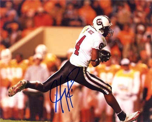 Sidney Rice Autographed/Hand Signed Jumping for a Catch 8x10 Photo