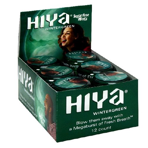 Hiya Sugar-Free Mints, Wintergreen, Mini Jars in 12-Count Boxes (Pack of 2) by Hiya Mints