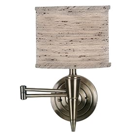 Click here to buy Hunter Lighting Accolade One-Light Swing Arm Lamp, Antique Bronze with Tan Drum Shade #30206AB by  Hunter .