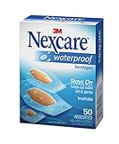 Nexcare Waterproof Clear Bandage Assorted Sizes, 50 Count Package