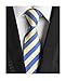 MENDENG Classic Striped Blue Yellow Jacquard Woven 100% Silk Men's Tie Necktie