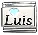 Luis Light Blue Heart Laser Name Italian Charm title=