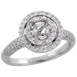 14k White Gold Semi-Mount Diamond Ring, w/ 0.93 Carat Brilliant Cut Diamonds, 1/2 (12mm) wide