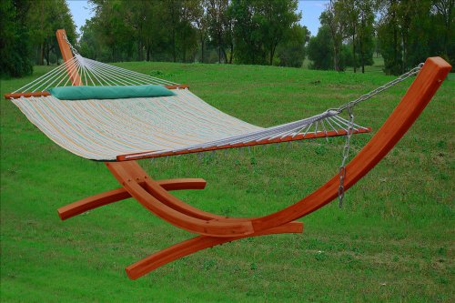 Deluxe Hammock - Quilted Hammock with Arc Wood Stand 14'