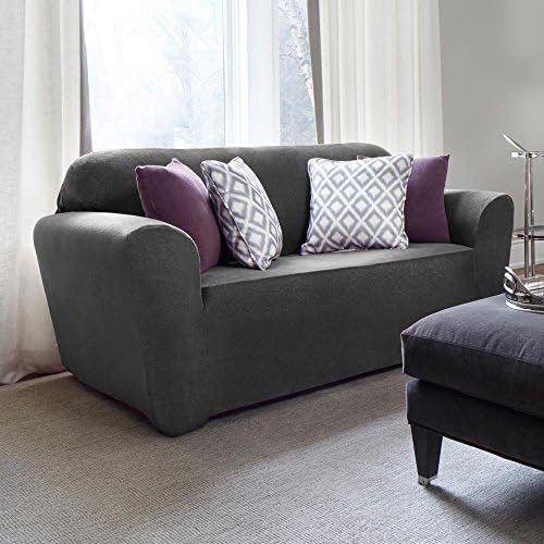 Urbanlife Sure Fit Stretch Pique Shorty Studio Sized Sofa Slipcover Maude Biscuit