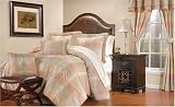 8 Pc. Taupe / Ivory/ Pink / Light Blue Plaid W/ Embroidered Swirls Bed In a Bag Comforter Set & Matching Sheets Set