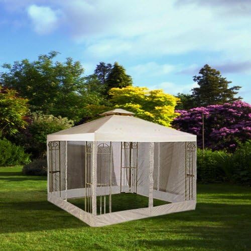 10ft x 10ft Ivory Replacement Gazebo Top Netting Outdoor Paito Cover Garden Canopy