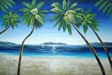 Beach with Palm Trees in Hawaii Oil Painting 24 x 36 inches