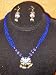 Bellydance Necklace Set-ethnic Blue Lacquer Necklace with Earrings 3pc Set