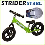 Strider ST-3 Toddler Pre Bikes Green + Helmet