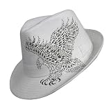 51b2OlrWuBL. SL160  FLYING JEWELED EAGLE OFF WHITE FEDORA HAT