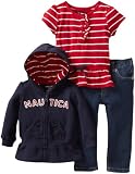 Nautica Sportswear Kids Baby-Girls Infant Full Zip Hoody Knit Top Sweater And Denim Bottom