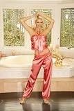 Charmeuse halter style cami top w/ lace trim & a sash; Color: Coral