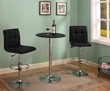 3 Pc. Black & Chrome Finish Table And 2 Air Lift Adjustable Swivel Bar Stoo ....