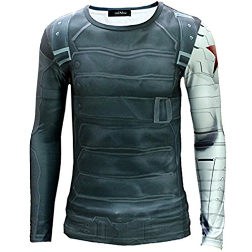 Mxnpolar Captain America 2 Winter Soldier Killer T-shirt Cosplay Costume M