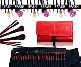 FASH Professional Quality 2012 Series Cosmetic Brush Set with Faux Leather Pouch, Goat and Raccoon, 28-Piece