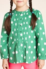 Pure Cotton Round Neck Spot Blouse [T77-4697D-Z]
