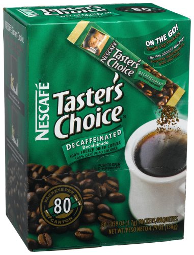 Nescafe Taster's Choice Instant Coffee, Decaffeinated, .059-Ounce Single Sticks, 80-Count Boxes (Pack of 2)