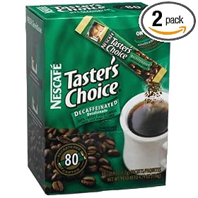 Nescafe Taster's Choice Instant Coffee, Decaffeinated, .059-Ounce Single Sticks, 80-Count Boxes (Pack of 2)