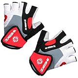 Inbike 5mm Gel Pad Half Finger Bike Bicycle Cycling Gloves (Red, Large)