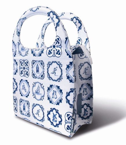 Basil Mirte Shopper Bag Einkaufstasche zur Befestigung am Fahrrad; Farbe: Wei&szlig;/ Blau
