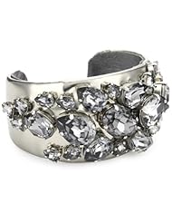 TED ROSSI "Femm e Fatale" Mirror Leather Gem Curve Cuff Bracelet