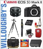 Canon EOS 5D Mark II 21.1MP Full Frame CMOS Digital SLR Camera Body + Canon EF 50mm f/1.4 USM Autofocus Lens + Canon Deluxe Gadget Bag + Transcend 16GB 133x Compact Flash Memory Card + 3pc Multi-Coated Essential Filter Kit + Sunpak 6600DX Digital Tripod & Much More! Willoughby's Est. 1898 Pro Portrait Enthusiast Bundle