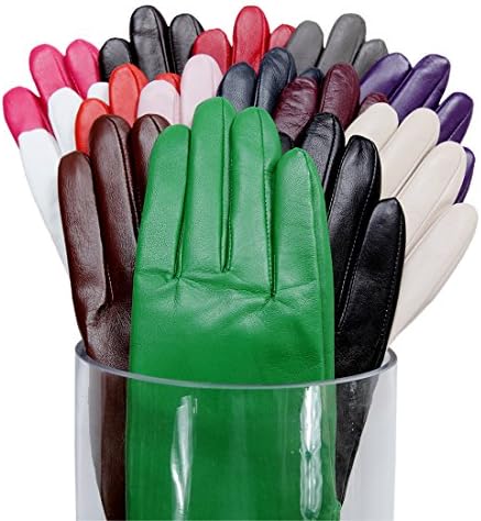 Kursheuel Women Lady's Fashion Genuine lambskin soft leather driving Gloves 14 colors KU141 (L, Purple)
