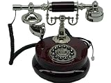 Antique Style Telephone with French Rotary Dial, in Hard Wood Hand Rubbed Cherry Finish