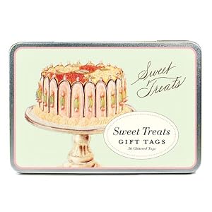 Cavallini Sweet Treats Die Cut Glitter Gift Tags in tin - 36 count