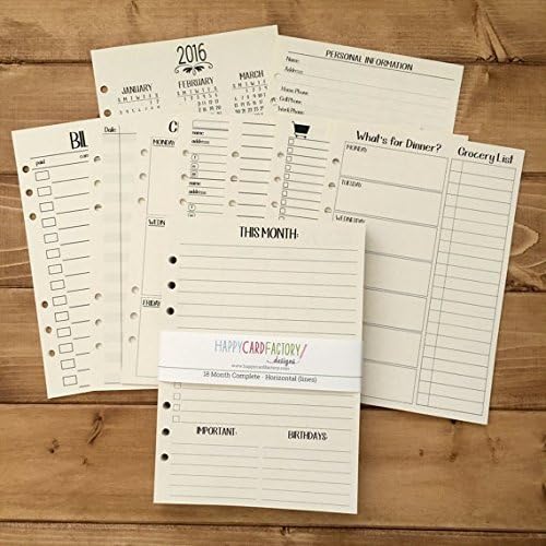 A5 size 14 month Calendar bundle - Sweet Cream paper - November 2016 through December 2017 - Wo2P - Mo2P - Household bundle