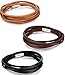 Areke Mens Leather Bracelets Wristband - Long Magnetic Clasp Wrist Cuffs Bracelet Set Style Set of 3 Pcs