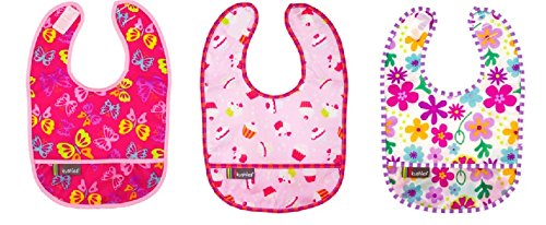 Kushies Waterproof Bib 3 Pack, 12 Months +, Colors May Vary (Girls)