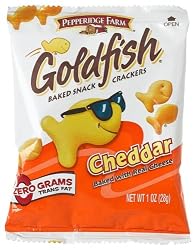 Pepperidge Farm Cheddar Flavor Goldfish Crackers, 1-Ounce Single Serve Package (Pack of 60)